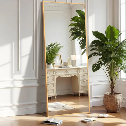 Miniatura 25 de OLIXIS Espejo arqueado de longitud completa para dormitorio, espejo de cuerpo completo de 56 x 15 pulgadas con soporte, para colgar o inclinarse