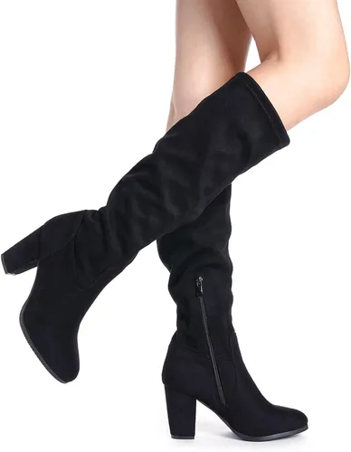 Miniatura 5 de DREAM PAIRS - Botas altas de tacón grueso para mujer largo por encima de la rodilla