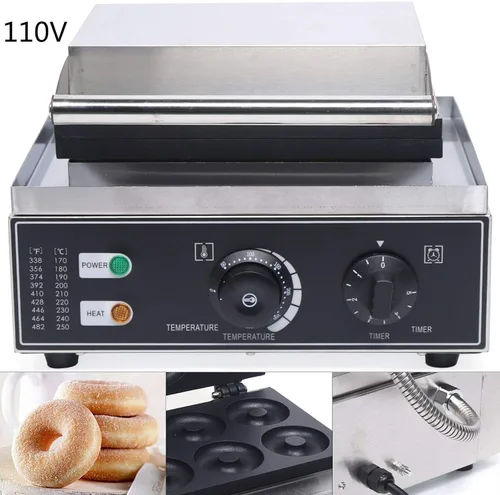 Miniatura 3 de Máquina de gofres en forma de pescado de acero inoxidable antiadherente Mini Taiyaki Maker 6 pequeños gofres en forma de pescado 110 V 2.4 KW