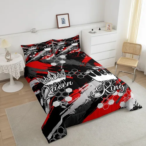 Miniatura 3 de jejeloiu Juego de ropa de cama Queen y King, juego de edredón de panal para niños, niñas, adolescentes, decoración de habitación, edredón Multi 07