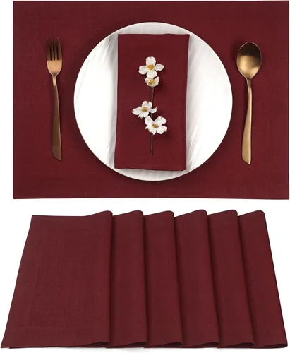 Miniatura 14 de Classic Linen™ by D'Moksha - Juego de 4 manteles individuales naturales, 14 x 19 pulgadas, lino 100% puro, lavables a máquina, verano