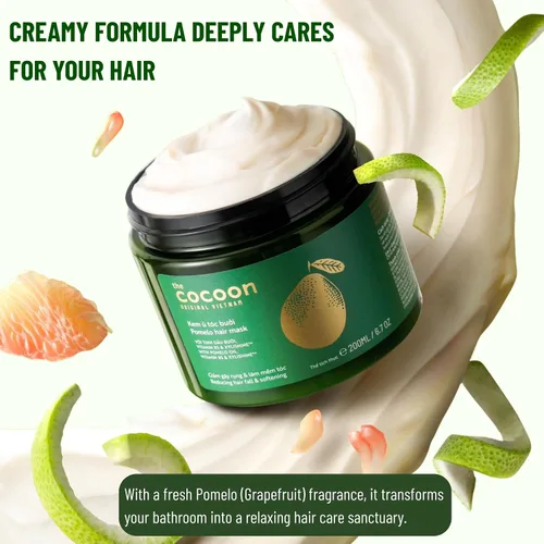 Miniatura 3 de Cocoon Original Viet Nam Pomelo Mascarilla capilar para cabello seco y dañado, tratamiento capilar acondicionador profundo con aceite esencial