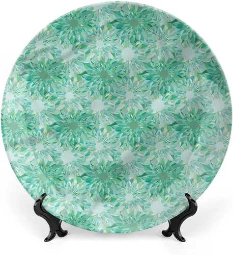 Miniatura 11 de Plato decorativo de 6 pulgadas, artesanía de cerámica turquesa, patrón floral antiguo de cachemira, estampado clásico de Oriente Medio, para colgar
