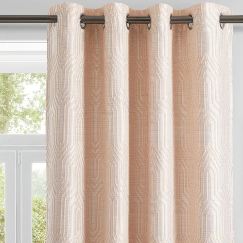 Miniatura 19 de Cortinas de patrón geométrico jacquard 100% opacas beige y plateado, 2 paneles de 52 pulgadas de ancho y 63 pulgadas de largo, con aislamiento