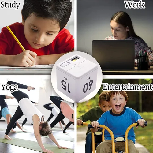 Miniatura 5 de Temporizador de cubo, gestión del tiempo y ajustes de cuenta regresiva con sensor de gravedad, temporizador abatible para estudiar, cocinar, leer