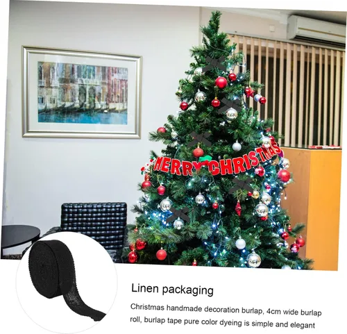 Miniatura 4 de TEHAUX 2 rollos de arpillera para envolver Navidad, cinta rizadora, cinta decorativa, cinta de coser, decoración de cinta de Navidad, cinta rizada