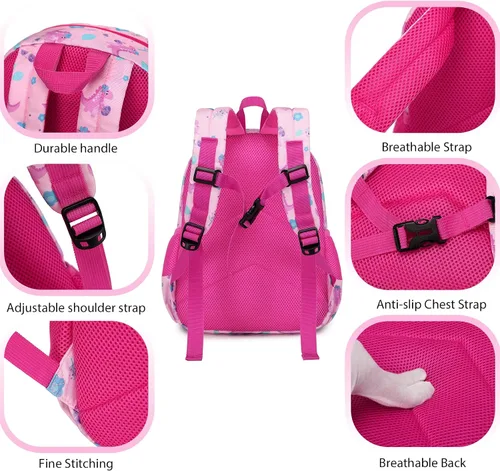 Miniatura 7 de Ryushoyo Mochila infantil para niños y niñas, mochila para niños y niñas, para jardín de infantes, 2 tamaños con correa para el pecho, Dinosaurio