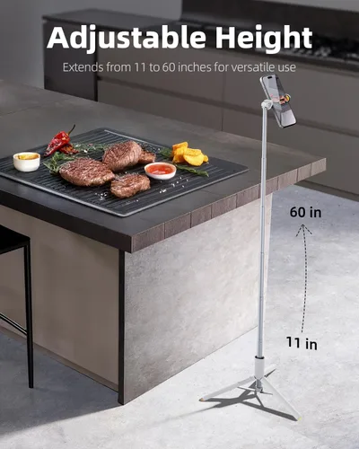 Miniatura 4 de TODI Selfie Stick Tripod for iPhone, 60" Lightweight Phone Tripod Stand with Wireless Remote, Extendable Selfie Stick for Android, All-in-1, Blanco