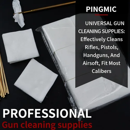 Miniatura 6 de Suministros de limpieza de armas PINGMIC - Juego de parches de limpieza de armas y hisopos de algodón largos, hisopos de algodón de 15 cm, paño sin