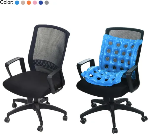 Miniatura 5 de PATIKIL Cojín de asiento inflable, paquete de 2 cojines de asiento de aire portátiles transpirables flocados cuadrados para el hogar, sillas de Gris
