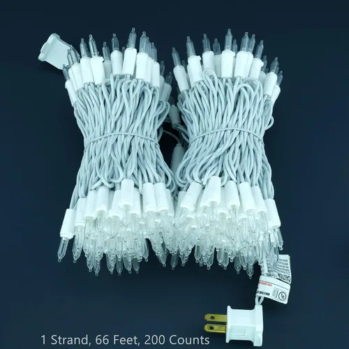 Miniatura 7 de 200 unidades de luces de Navidad LED de color blanco cálido, 66 pies de alambre blanco con certificación UL, juego de luces de cadena de calidad