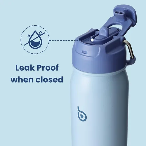 Miniatura 4 de BOTTLE BOTTLE Botella de agua de 24 onzas aislada, botella de agua deportiva de acero inoxidable con popote y tapa ajustable Organizador diario