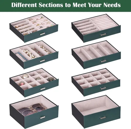 Miniatura 3 de ANWBROAD Jewelry Organizer Box for Women Jewelry Storage Case with Lock and Removable Drawers Keep All Your Jewelry Organized Jewelry box for