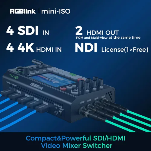 Miniatura 2 de RGBlink Conmutador de video mini-ISO para transmisión en vivo, mezclador de video todo en uno HDMI y SDI de 10 canales con NDI HX, control PTZ