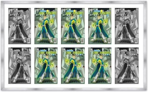 Miniatura 8 de Marco de cómic blanco mate para cómics publicado entre 1938 y 1955 (marco de madera maciza de cómic de la edad dorada) hecho para mostrar 4 cómics