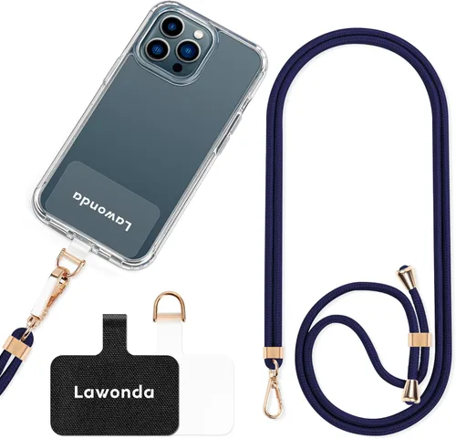Miniatura 11 de Cordón universal cruzado para teléfono celular, cordón ajustable antirrobo para el cuello para iPhone 17 Pro Max, 2 parches de teléfono, Rosa