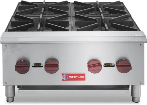 Miniatura 8 de WESTLAKE Cocina de gas comercial para encimera, 2 quemadores de gas natural y propano con 50,000 BTU, estufa de cocina de encimera de 12 pulgadas
