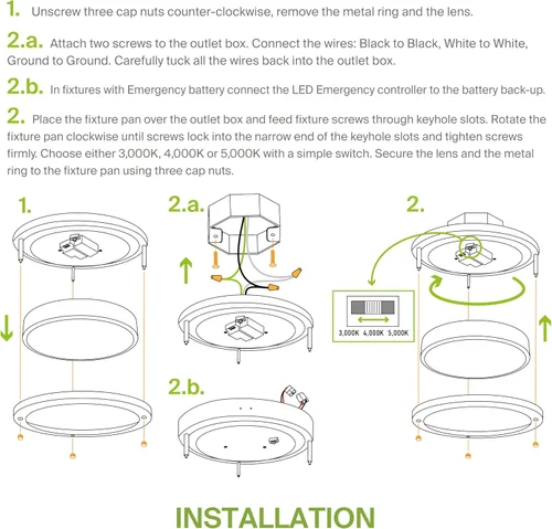 Miniatura 9 de ASD Iluminación LED redonda de montaje empotrado de 12 pulgadas, cerca de la lámpara de techo 3CCT, regulable, Energy Star, certificación ETL