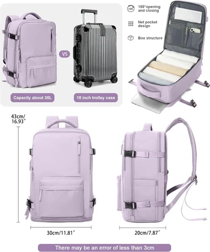 Miniatura 6 de VGCUB - Mochila grande para viaje, trabajo, negocios, mochila para laptop aprobada como equipaje de mano para vuelos, unisex, Púrpura, Grande, Large