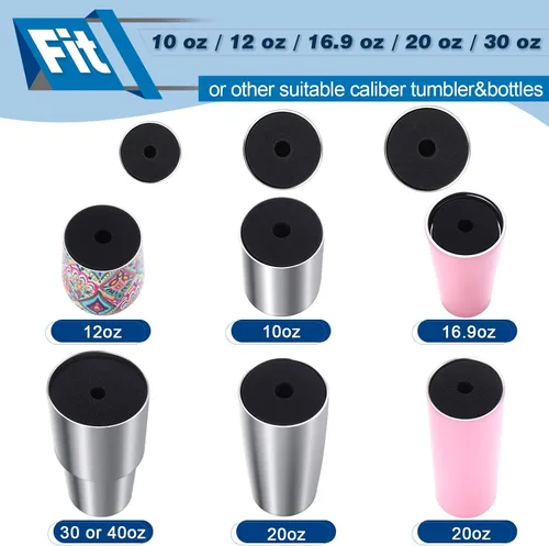 Miniatura 4 de Honoson 3 tamaños, 6 piezas de vasos de espuma Turner para vasos de PVC de 1/2 pulgada, accesorios para vasos de 10 oz a 40 onzas (negro)