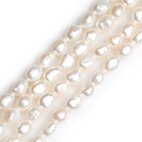 Perlas cultivadas de agua dulce para hacer joyas, piedras preciosas naturales, semipreciosas, 8-9x10-0.433 in, blanco olivarío, 15" JOE FOREMAN,