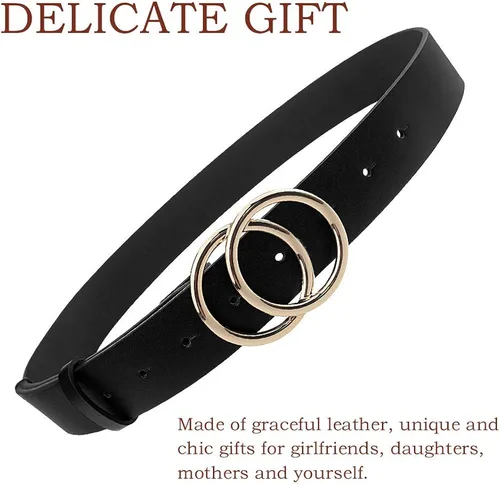 Miniatura 3 de Cinturón Udekit de piel sintética, con hebilla de doble anillo, para mujer