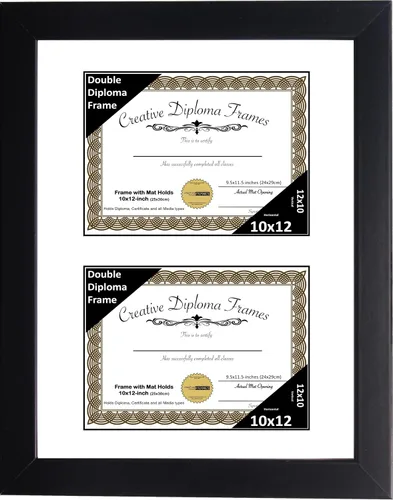 Miniatura 34 de Creative Picture Frames Marco de diploma doble clásico negro de 6 x 8 pulgadas con vidrio negro y colgador de pared instalado