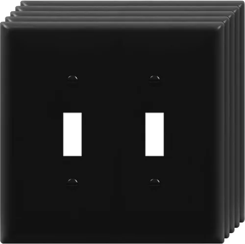 Miniatura 26 de ENERLITES Cubierta doble para interruptor de palanca, placa de pared para interruptor de luz de dos bandas, acabado brillante, 2 bandas de 5.5 x 5.5