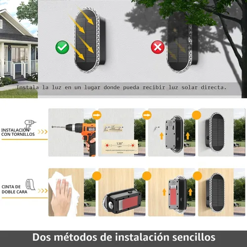 Miniatura 6 de LIANGLOME Paquete de 8 luces solares para valla al aire libre, luz solar para exteriores, luz blanca cálida y luces RGB para patio trasero, patio
