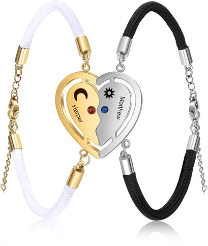 Jewelstruck Pulseras para parejas para él y ella, pulseras personalizadas a juego para parejas, novio y novia, cumpleaños, aniversario, Navidad,