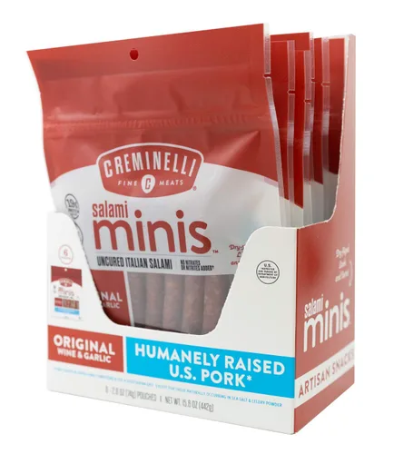 Miniatura 10 de Creminelli - Colaciones pequeñas de salami original con fabricación a conciencia en los Estados Unidos Es amigable con cerdo, keto y paleo. Cuenta