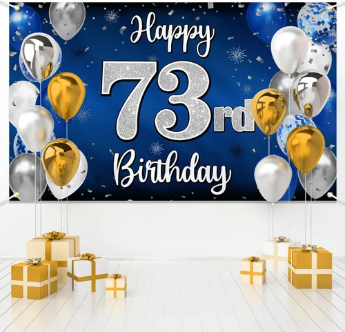Miniatura 85 de Decoración de feliz cumpleaños 35, globo azul y plateado de 35 años, cartel grande de telón de fondo de cumpleaños, suministros para fiesta de 35th