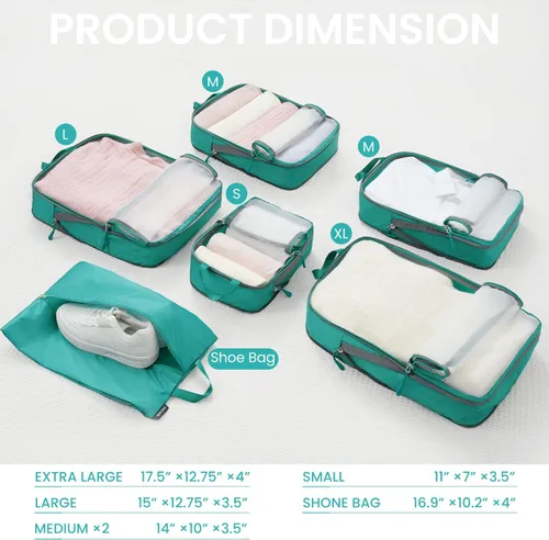 Miniatura 63 de BAGAIL 4 Set/6 Set Ultraligero Compresión Embalaje Cubos Organizador de Embalaje para Accesorios de Viaje Equipaje Maleta Mochila