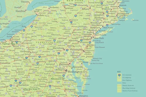 Miniatura 3 de Best Maps Ever Póster de trazado de carreteras y viajes de Estados Unidos, 24 x 36 pulgadas, verde y aguamarina