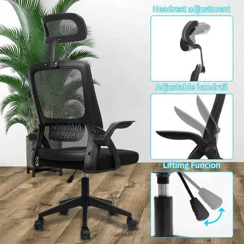 Miniatura 5 de Silla de oficina ergonómica, cómoda silla giratoria para oficina en casa, silla de escritorio de malla transpirable, silla de oficina ejecutiva