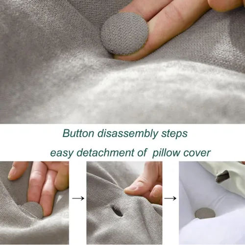 Miniatura 6 de Almohada triangular de lectura para reposo en cama, cojín grande para cabecero, respaldo largo, almohada de cuña con funda extraíble y dos bolsillos