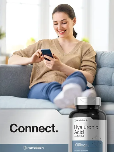 Miniatura 10 de Horbäach Ácido hialurónico con MSM 1000 mg 120 cápsulas Suplemento sin OMG y sin gluten Fórmula biodisponible
