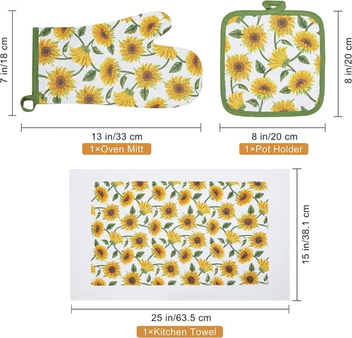 Miniatura 6 de Juego de manoplas de horno y agarraderas para platos, 100% algodón, perfecto para regalo, hornear y cocinar todos los días, duradero, resistente al