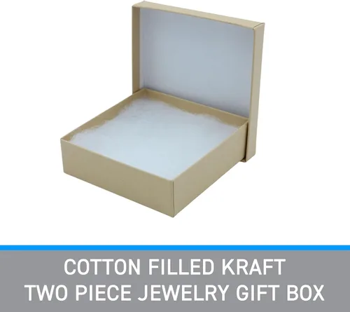 Miniatura 2 de SSWBasics Cajas de regalo de dos piezas de papel kraft rellenas de algodón, 3 x 3 x 1 pulgada (caja de 100), hechas de material 100% reciclado