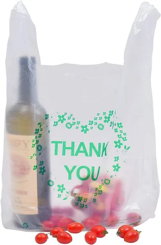 Miniatura 7 de LazyMe Thank You - Bolsas para camisetas de plástico blancas con asas, tamaño estándar de supermercado, 12 x 20 pulgadas (100 unidades)