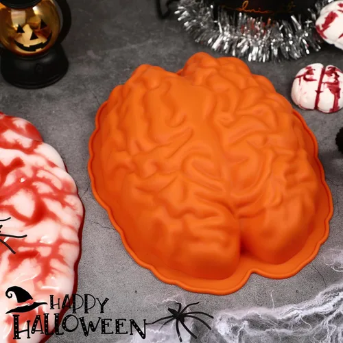 Miniatura 7 de Webake Moldes de gelatina de cerebro de silicona, moldes de gelatina de cerebro para pasteles, moldes de chocolate de 9 pulgadas, moldes de cerebro