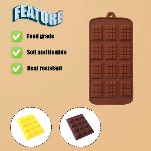 Miniatura 2 de Moldes de caramelo para chocolate, 3 x estilo mini rectángulo Juego de 3, forma divertida, decoración de tartas