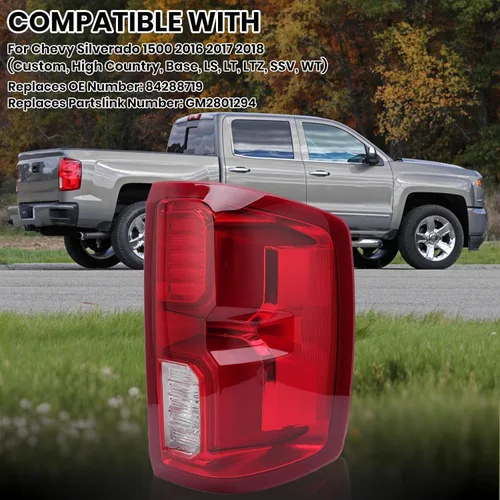 Miniatura 3 de Conjunto de luz trasera LED compatible con Chevy Silverado 1500 2016 2017 2018 lámpara de freno trasera trasera 84288719 lado derecho del pasajero