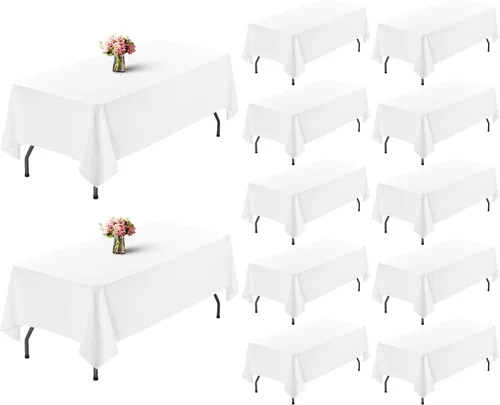 Miniatura 146 de Showgeous Paquete de 4 manteles rectangulares de poliéster de 60 x 102 pulgadas, resistentes a las arrugas, lavables, para bodas, mesas de comedor