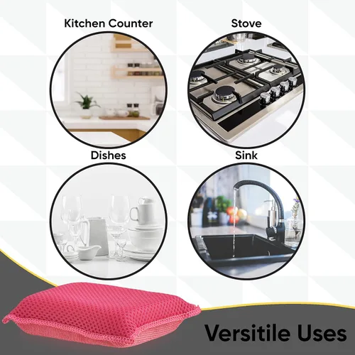 Miniatura 4 de Esponjas de microfibra para platos, esponjas de cocina, esponja antiarañazos, esponjas de limpieza para el hogar, suministros de limpieza multiusos