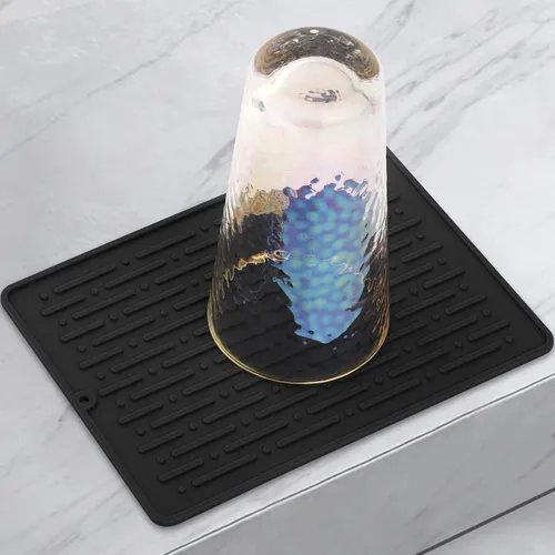 GeeRic Tapete para secar platos, tapete de silicona resistente al calor para encimera de cocina, tapete antideslizante para secar platos, apto para