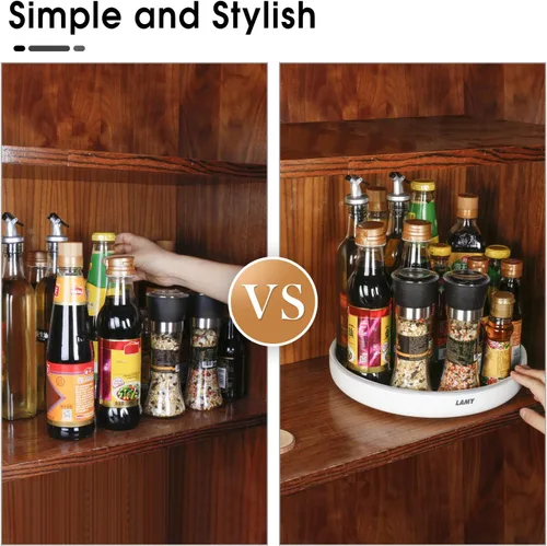 Miniatura 3 de LAMY Lazy Susan Organizador, paquete de 2 platos giratorios Lazy Susan de 10 pulgadas para gabinete, refrigerador, mesa de comedor y mesa