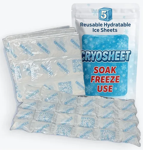 Cryosheet by ThermaFreeze Hojas de Paquetes de Hielo – 5 paquetes de congelador flexibles reutilizables (9"×16.5"); corte a medida, enfriamiento en