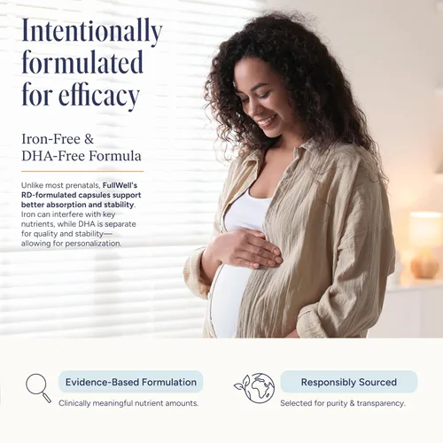 Miniatura 5 de FullWell Vitaminas Prenatales Colina, ácido fólico, Vitamina D para el crecimiento fetal, desarrollo cerebral 26+ nutrientes vitales