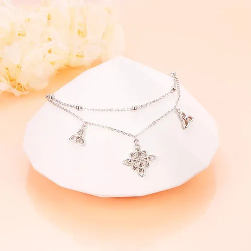 Miniatura 2 de Tobilleras para mujer de plata de ley S925 ajustable, pulsera de tobillo para pie de playa, regalo de joyería